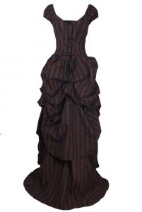Robe longue raye noir et marron, poitrine lastique, victorien steampunk 1