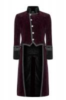 STEAMPUNK STORY Y-942RD WY-942LCM-RD Veste homme en velours rouge, col et bordures brodes, gothique aristocrate militaire