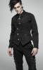 STEAMPUNK STORY WY-994MJM-BK Men\'s Black Lightly striped Sleeveless Jacket, Elegant Gothic Aristocrat, Punk Rave
