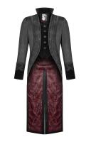 STEAMPUNK STORY Y-1007BK WY-1007LCM-BK Veste noire queue de pie  doublure rouge, gothique aristocrate Punk Rave vampire