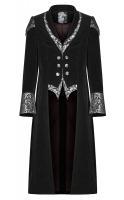 STEAMPUNK STORY Y-1089SI WY-1089LCM-BK-SI Long black coat with silver collar, Gothic aristocrat vampire, Punk Rave