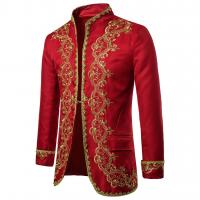 STEAMPUNK STORY Red open jacket with gold embroidery, elegant imperial theater
