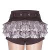 STEAMPUNK STORY K-400CO WK-400XDF-BN-WH Tattered frilly brown denim shorts with belt, steampunk, Punk Rave