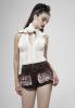 STEAMPUNK STORY K-400CO WK-400XDF-BN-WH Tattered frilly brown denim shorts with belt, steampunk, Punk Rave