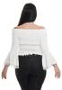 STEAMPUNK STORY Bare shoulders elastic white velvet Top, flared sleeves, elegant medieval