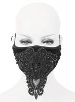 STEAMPUNK STORY MK019 Black fabric elegant velvet reusable mask with embroidery and beads