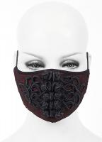 STEAMPUNK STORY MK030 Red fabric Mask with black embroidery, elegant Gothic