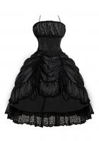STEAMPUNK STORY Lolita Troubadour Boned Corset black Dress Vintage Lace Bustle Pinafore Knee Length