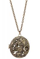 STEAMPUNK STORY Steampunk gear bird and train open pendant Necklace
